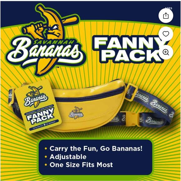 Savannah Bananas Fanny Pack, One Size Fits Most, Yellow New with Tags - Picture 1 of 2